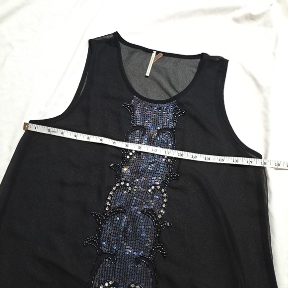 Temperance | Black sheer beaded sleevless shirt - Picture 9 of 9